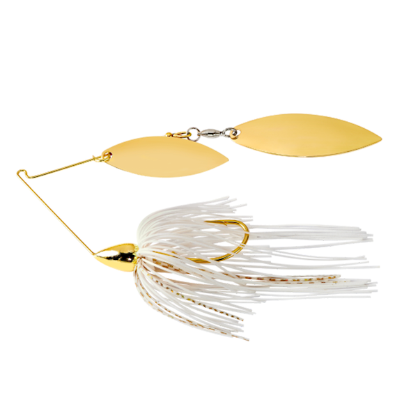 War Eagle Gold Frame Double Willow Spinnerbait White Gold – Part Number WE38GW01G