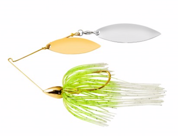 War Eagle Spinner Baits WE12GW02 Gold Double Willow Spinnerbait with White Chartreuse Color