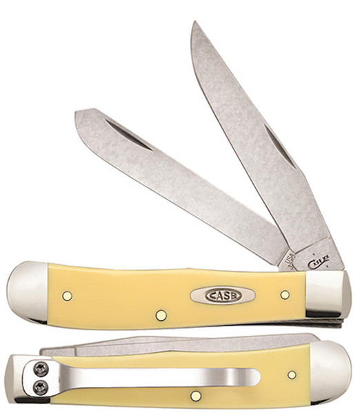 CASE Cutlery Trap 2Blade 4 1/8-Inch Yellow Stainless Steel with Pouch Clip - Part Number 81091