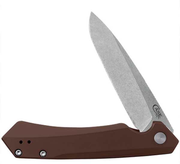 CASE Cutlery Kinziua 4.75-Inch Spear Point Knife with Dark Brown Aluminum Handle