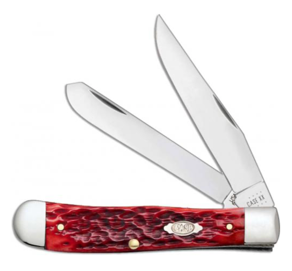 Case Cutlery Trapper Knife 4 1/8 Inch with Dark Red Bone Handle, Part Number 31950