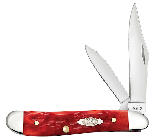 CASE Cutlery Pnut 2 Blade Pocket Knife with 2 7/8-Inch Dark Red Bone Handle (Part Number 31948)