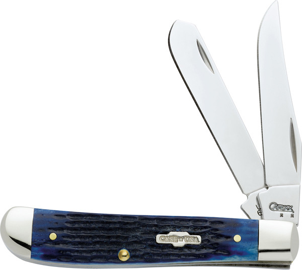 CASE Cutlery Medium Trap 2-Blade Folding Knife with 3.5-Inch Blue Bone Handle, Part #02838