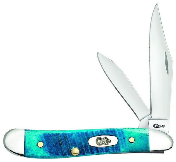 Case Cutlery Peanut 2-Blade Pocket Knife in Caribbean Blue Bone — Part Number 25596