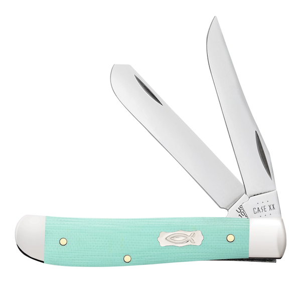 CASE Cutlery Mini Trapper Knife 3.5-inch Seafoam Green G-10 Handle - Model 18101