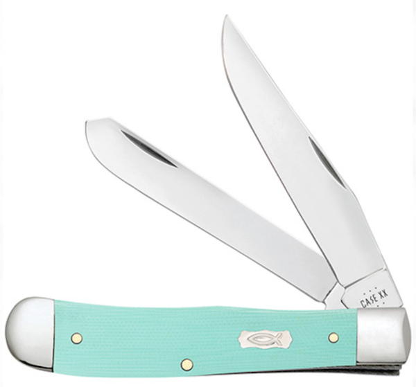 Case Cutlery Trapper Knife 4 1/8-Inch Seafoam Green G-10 Handle - Part Number 18100