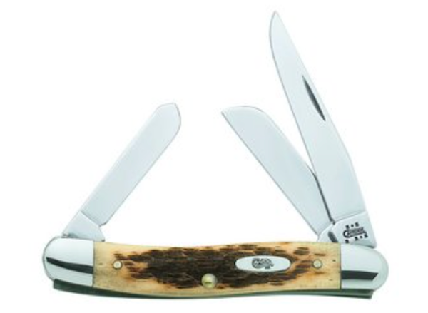 Case Cutlery Medium Stockman 3-Blade Pocket Knife with Amber Bone Handle, 3.58 inches