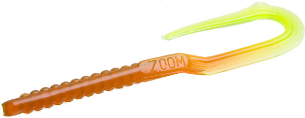Zoom Bait 001-06 6-Inch U-Tale Worm in Mocha Oil Chartreuse