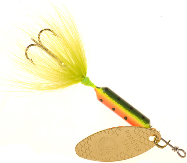 Yakima Rooster Tails 206 - 1/16 Inch Firetiger Feathered Tail for Fishing and Boating