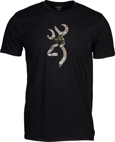 Browning Men's Black Cotton Blend Short Sleeve T-Shirt with Front Printed Graphics – Size Large