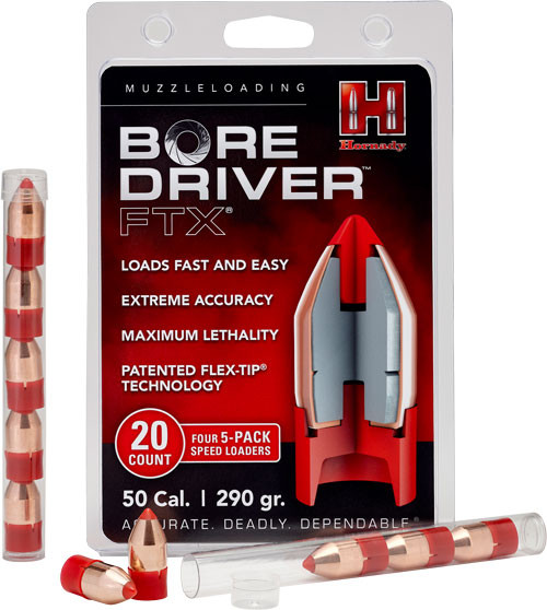 Hornady 50 Caliber Bore Driver FTX Bullets – 290 Grain, Jacketed, 20 Pack
