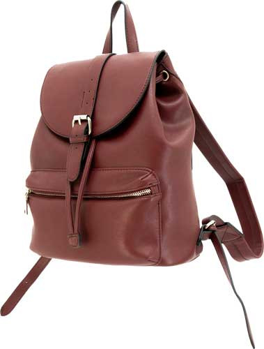 Cameleon Amelia Leather Backpack in Maroon with Card Card Pocket and Holster