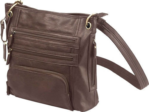 Bulldog Concealed Carry Purse BDP039 - Large Crossbody Bag in Chocolate Brown with Universal Fit Holster