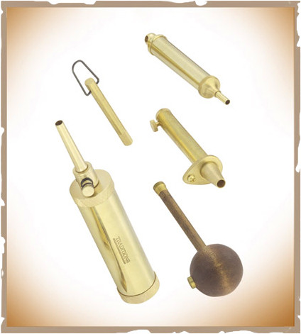 Traditions A3700 Flintlock Shooters Accessory Kit - Deluxe Brass Powder Flask & Universal Cleaning Pick for .50-.54 Caliber