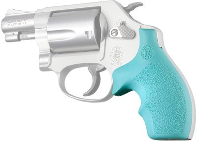 Hogue S&W J Frame Rubber Grips - Aqua Finish, Finger Grooves