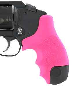 Hogue Rubber Tamer Grip for Smith & Wesson J-Frame Round Butt, Pink - Model 60027H
