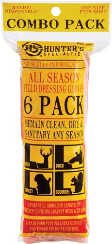 Hunters Specialties HS-01059 Field Dressing Gloves – Disposable Latex and Shoulder-Length Poly Gloves for Clean and Sanitary Field Dressing