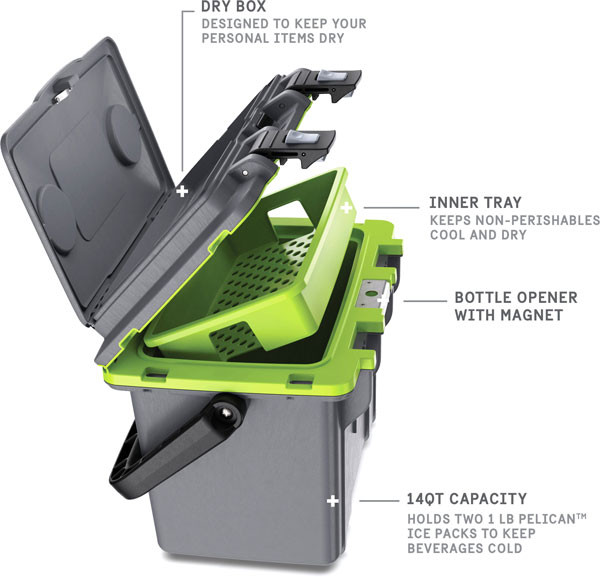 Pelican Coolers IM 14 Quart Insulated Cooler - Dark Gray and Green