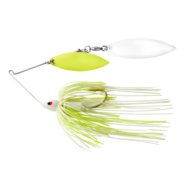 War Eagle Spinner Baits WE12SEPW02 Painted Head Double Willow Spinnerbait in White Chartreuse