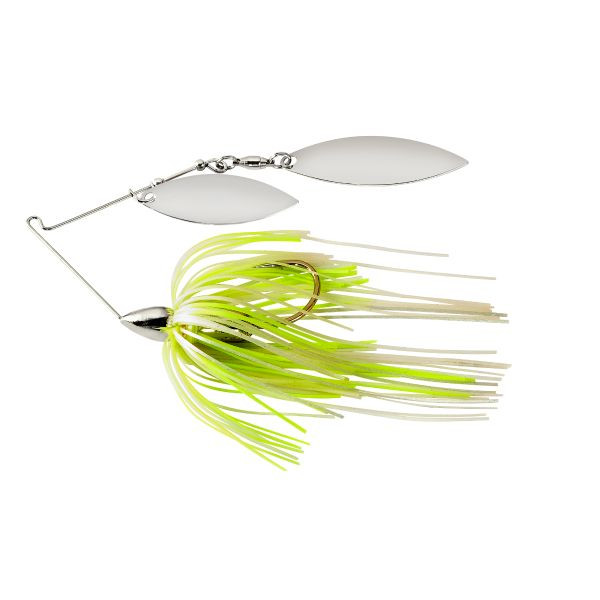 War Eagle Spinner Baits WE12SENW45 Nickel Frame Double Willow Spinner with White Chartreuse Pearl