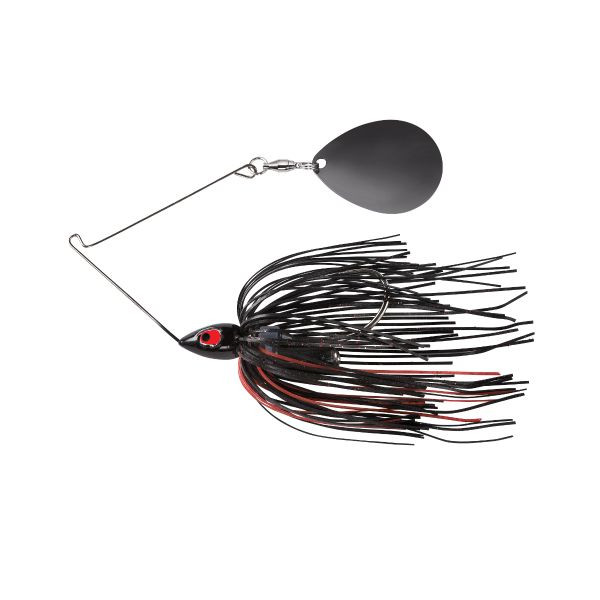 War Eagle Spinner Baits WE12PSBN38 Nighttime Painted Head Black Nickel Spinnerbait with Black and Red Accents