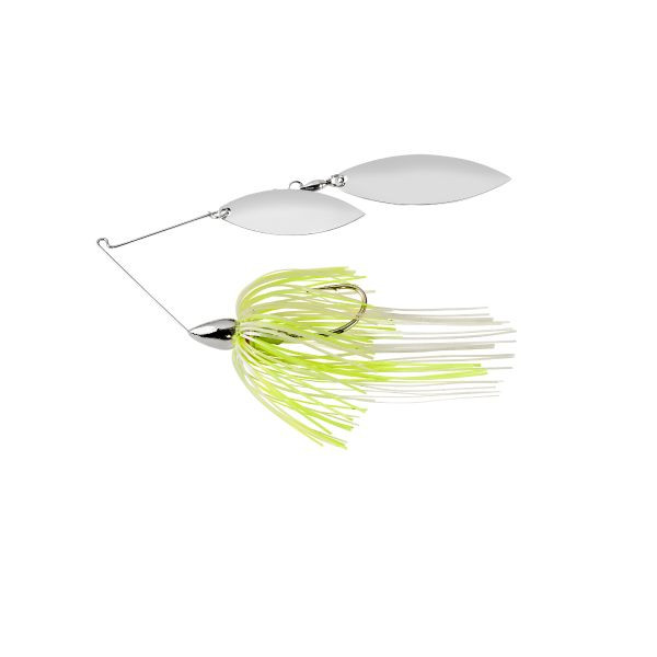 War Eagle Spinner Baits Nickel Frame Double Willow Spinnerbait with White Chartreuse Prl - Part Number WE12NW45