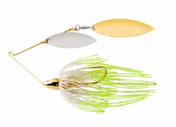 War Eagle Spinner Baits WE12GW50 Gold Frame Double Willow Spinnerbait with Hot Blue Herring Color