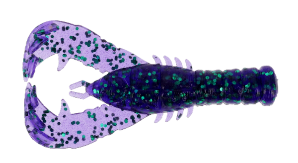 GSM Fishing 3-Inch Yama Craw Purple with Emerald Flake (8-Pack) - Part Number YAM-CRAW3-08-213