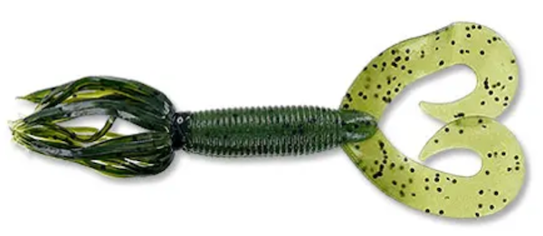 GSM Fishing 4-Inch Double Tail Hula Grub with Large Black Flake, 10 Pack