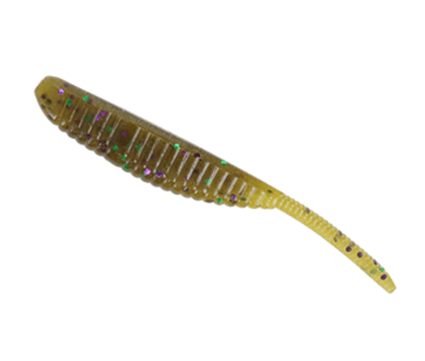 GSM Fishing 3" Shad Shape Worm Green PMK/Green & Purple (10 Pack)