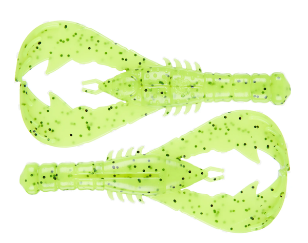 GSM Fishing 4-inch Yama Crawler Chartreuse with Black Flake - 6 Pack