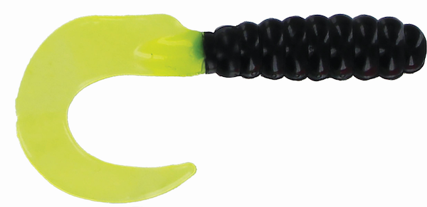 GSM Fishing BB 2-inch Curl Tail Grub Black/Chart - Pack of 10