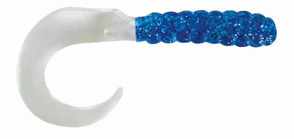 GSM Fishing CTG2-32 BB 2-Inch Curl Tail Grub Blue Glitter Pearl, 10 Pack