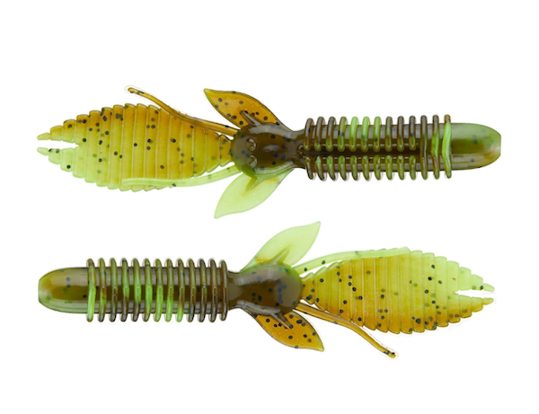 GSM Fishing 4.5-Inch BFE Green Pumpkin and Chartreuse Swirl Lures (6 Pack)