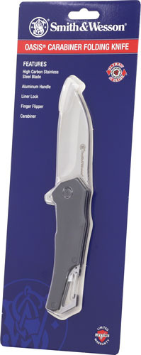 Smith & Wesson S&W Knife Oasis Carabiner with 3-Inch Stainless Steel Blade and Aluminum Handle