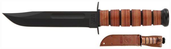 Ka-Bar Knives USMC Full-Size Fixed Blade Knife – Model 1217 with Leather Handle and Sheath