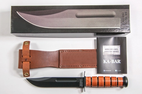Ka-Bar Single Mark 7-Inch Stainless Steel Blade Knife with Leather Handle and Sheath