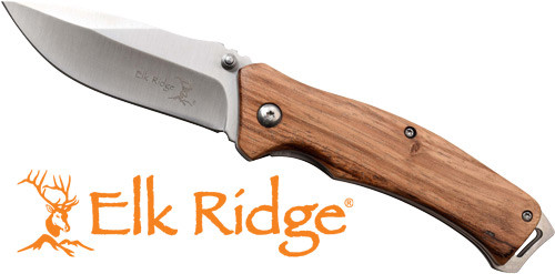 Master Cutlery MC Elk Ridge Traverse 3.1" Folding Knife with Zebrawood Handle