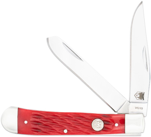 Cobratec Knives CobraTec Trapper Two Blade Folding Knife with G-10 Handle - Red