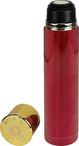 Rivers Edge Vacuum Bottle 1 Liter Shotshell Red Stainless Steel with No-Spill Push Button and Double Wall Insulation