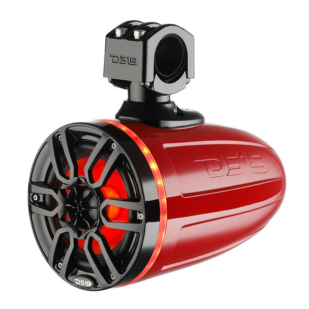 DS18 X Series Hydro 8-inch Wakeboard Pod Tower Speakers with RGB LED Light and 375W Power - Red