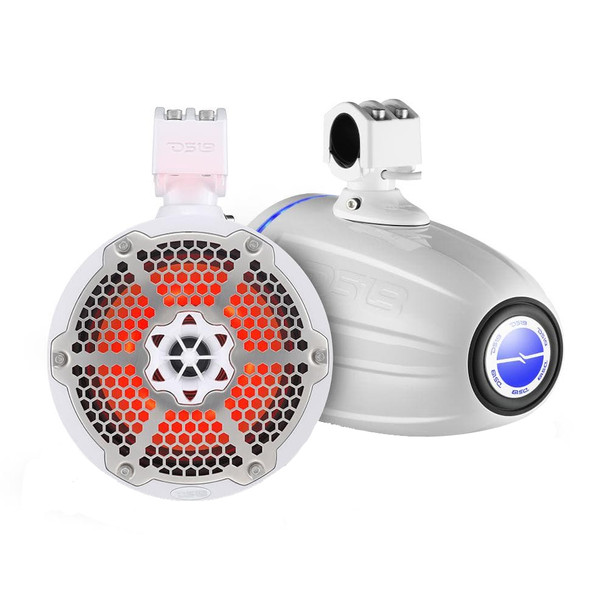 DS18 Hydro 6.5 inch Neodymium Wakeboard Speakers with RGB LED Lights – 450W – White