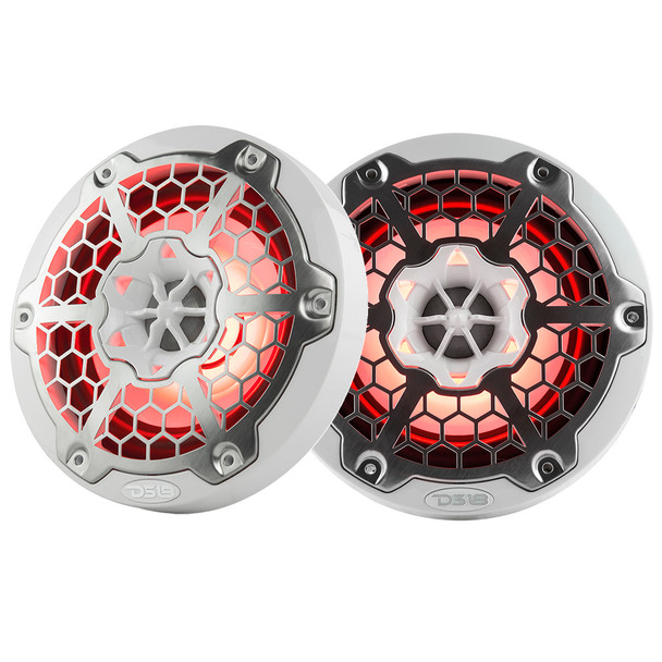 DS18 New Edition HYDRO 6.5" 2-Way Marine Speakers with RGB LED Lighting - White, Model NXL-6M/WH