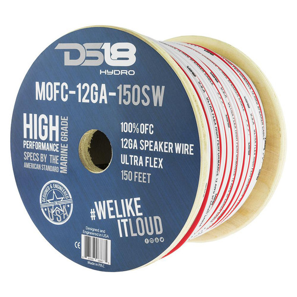 DS18 Hydro Marine Grade 12 Gauge OFC Speaker Wire - 150 ft Roll for Marine Audio Systems