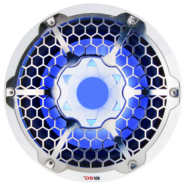 DS18 Hydro 10-Inch Marine Subwoofer with RGB Lights - 600W Power - White