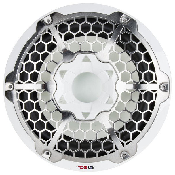 DS18 Hydro 10-Inch Marine Subwoofer with RGB Lights - 600W Power - White