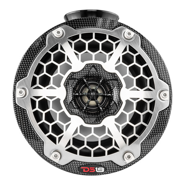 DS18 Hydro 6.5-inch Compact Wakeboard Pod Tower Speaker with RGB LED Lights - 375W - Black Carbon Fiber