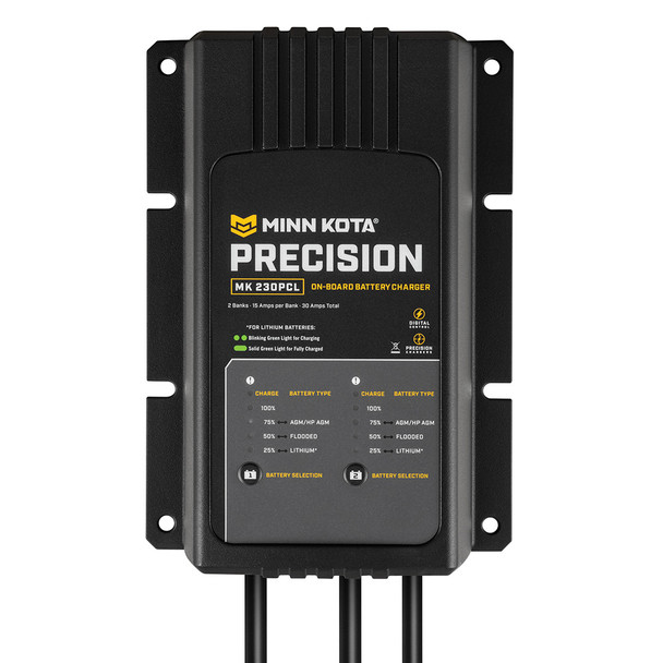 Minn Kota On-Board Precision Charger MK-230 PCL 2 Bank 15 Amp Lithium-Optimized Charger