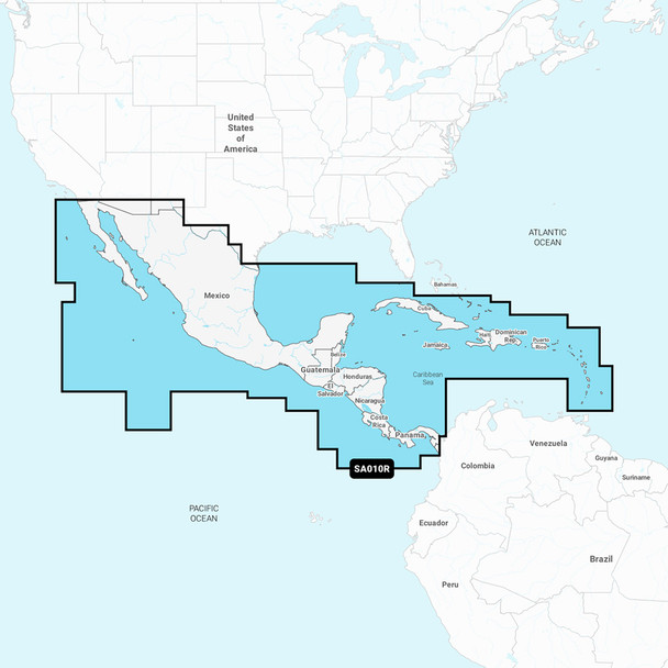 Navionics NASA010R Central America & Caribbean Marine Chart – Navionics+