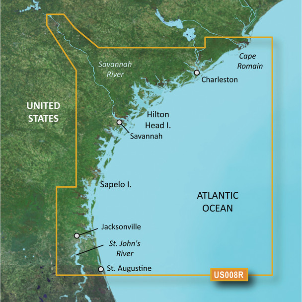 Garmin BlueChart g3 Vision HD VUS008R Coastal Navigation Chart for Charleston to Jacksonville - microSD/SD